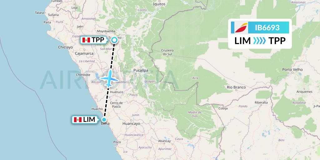 IB6693 Iberia Flight Map: Lima to Tarapoto