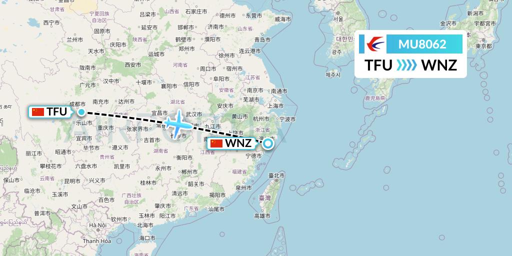 MU8062 China Eastern Airlines Flight Map: Chengdu to Wenzhou