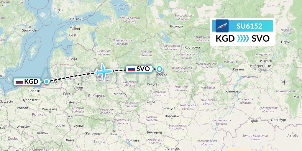 SU6152 Aeroflot Flight Map: Kaliningrad to Moscow