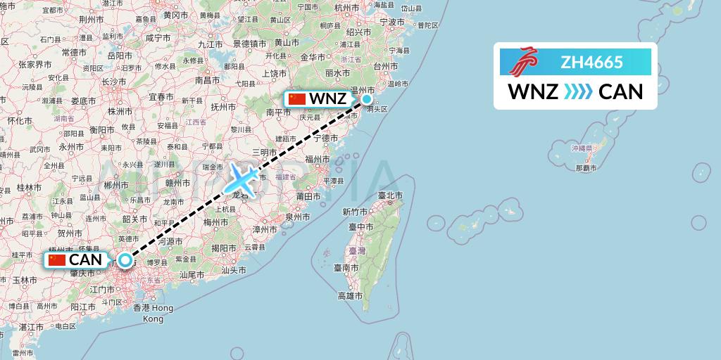 ZH4665 Shenzhen Airlines Flight Map: Wenzhou to Guangzhou