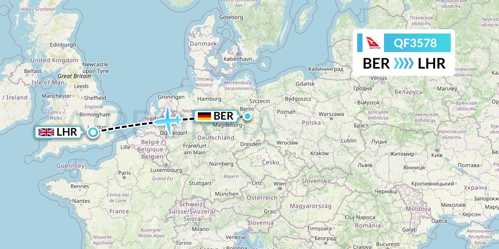QF3578 Qantas Flight Map: Berlin to London