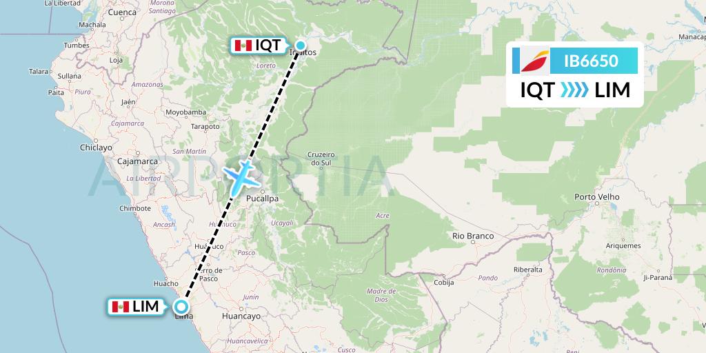 IB6650 Iberia Flight Map: Iquitos to Lima
