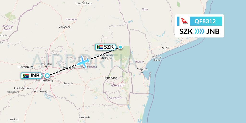 QF8312 Qantas Flight Map: Skukuza to Johannesburg