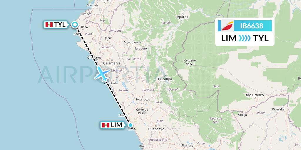 IB6638 Iberia Flight Map: Lima to Talara