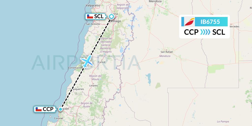 IB6755 Iberia Flight Map: Concepcion to Santiago
