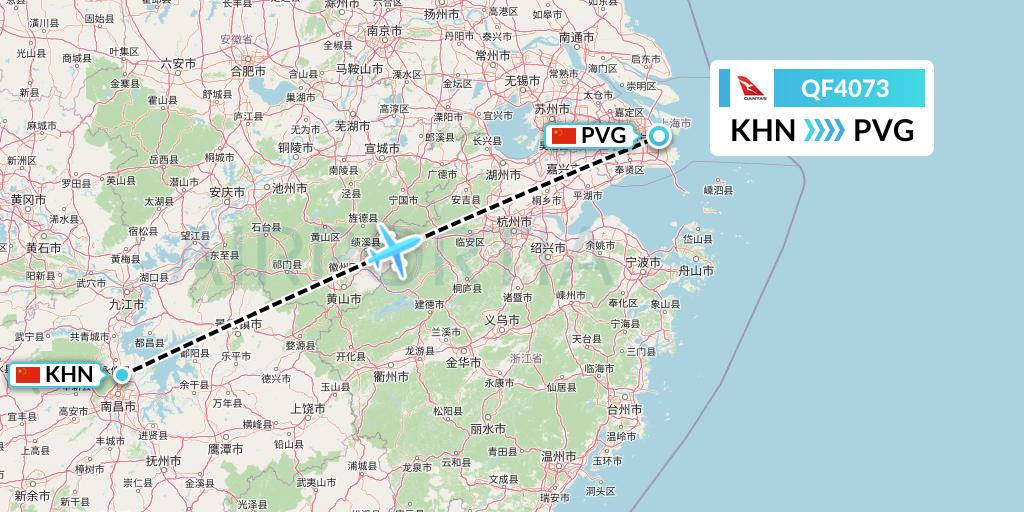 QF4073 Qantas Flight Map: Nanchang to Shanghai