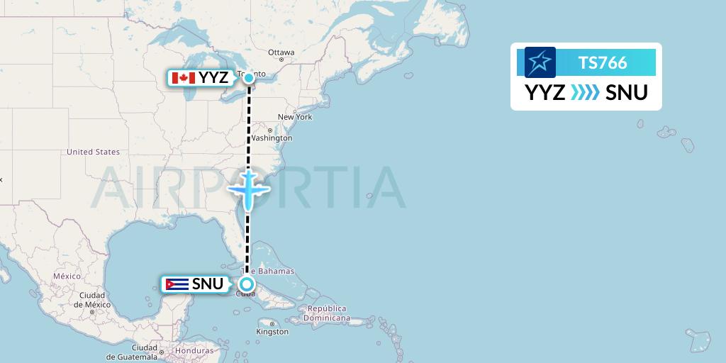 TS766 Air Transat Flight Map: Toronto to Santa Clara