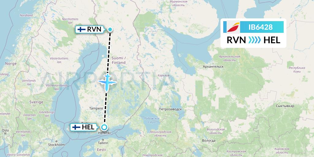IB6428 Iberia Flight Map: Rovaniemi to Helsinki