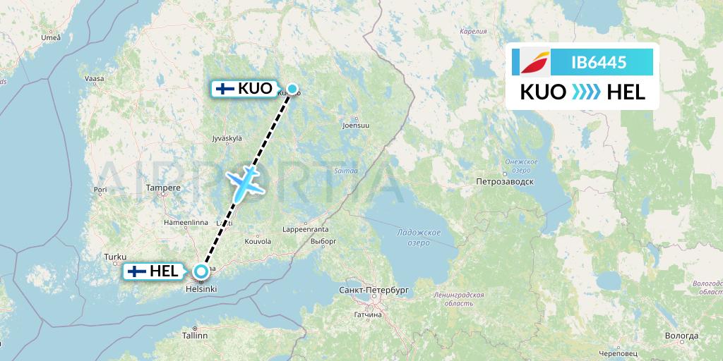 IB6445 Iberia Flight Map: Kuopio to Helsinki