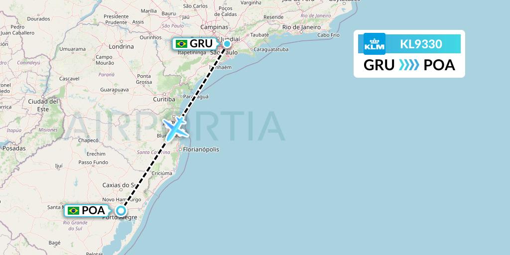 KL9330 KLM Flight Map: Sao Paulo to Porto Alegre