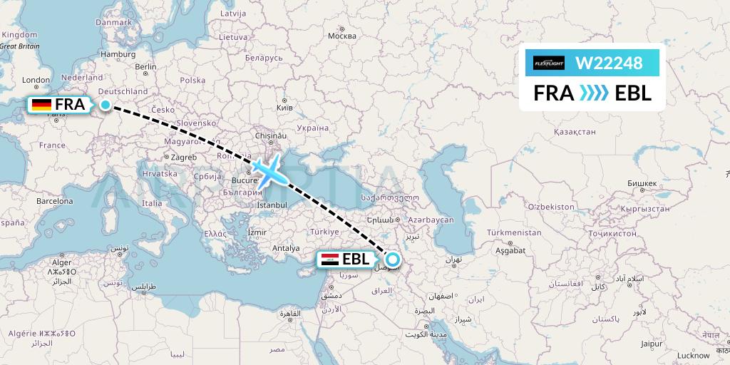 W22248 Flex Flight Flight Map: Frankfurt to Arbil