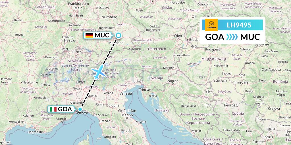LH9495 Lufthansa Flight Map: Genoa to Munich