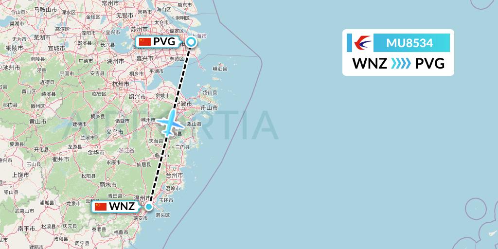 MU8534 China Eastern Airlines Flight Map: Wenzhou to Shanghai