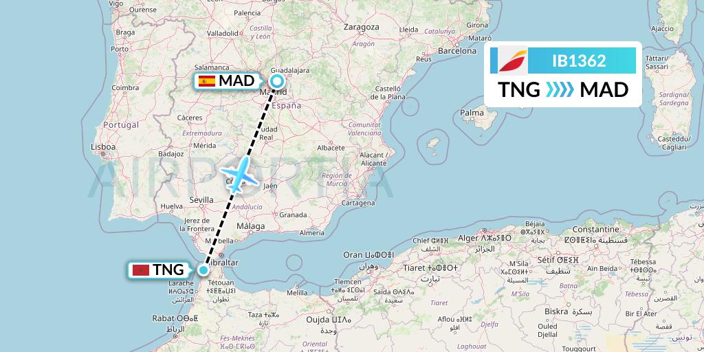 IB1362 Iberia Flight Map: Tangier to Madrid