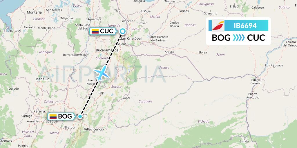 IB6694 Iberia Flight Map: Bogota to Cucuta