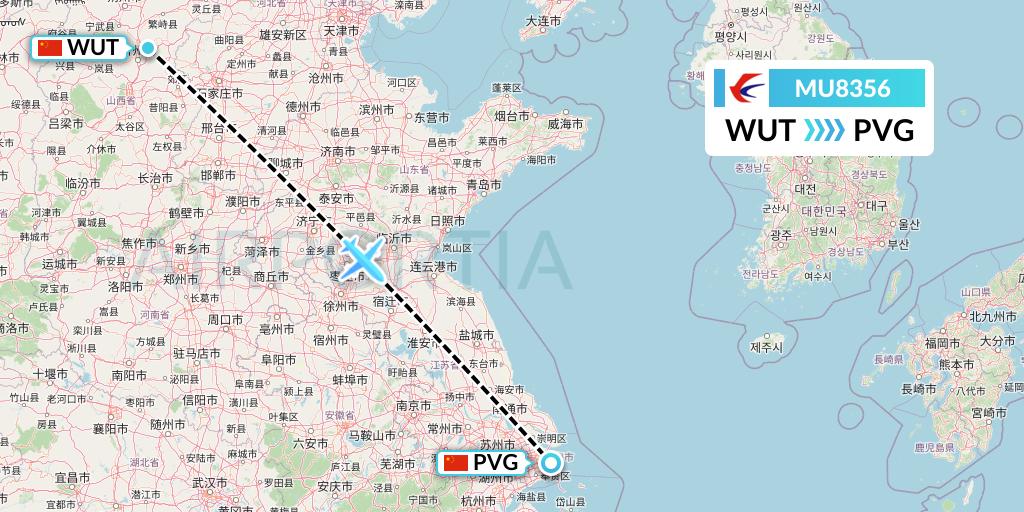MU8356 China Eastern Airlines Flight Map: Taiyuan to Shanghai