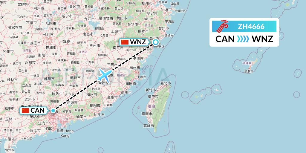 ZH4666 Shenzhen Airlines Flight Map: Guangzhou to Wenzhou