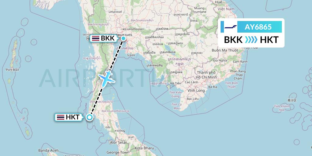AY6865 Finnair Flight Map: Bangkok to Phuket