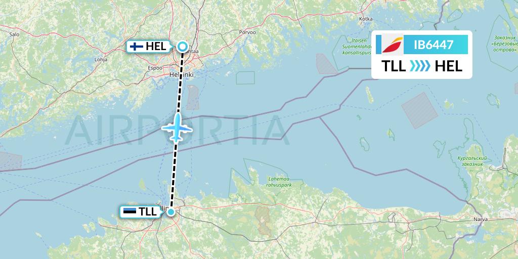 IB6447 Iberia Flight Map: Tallinn to Helsinki