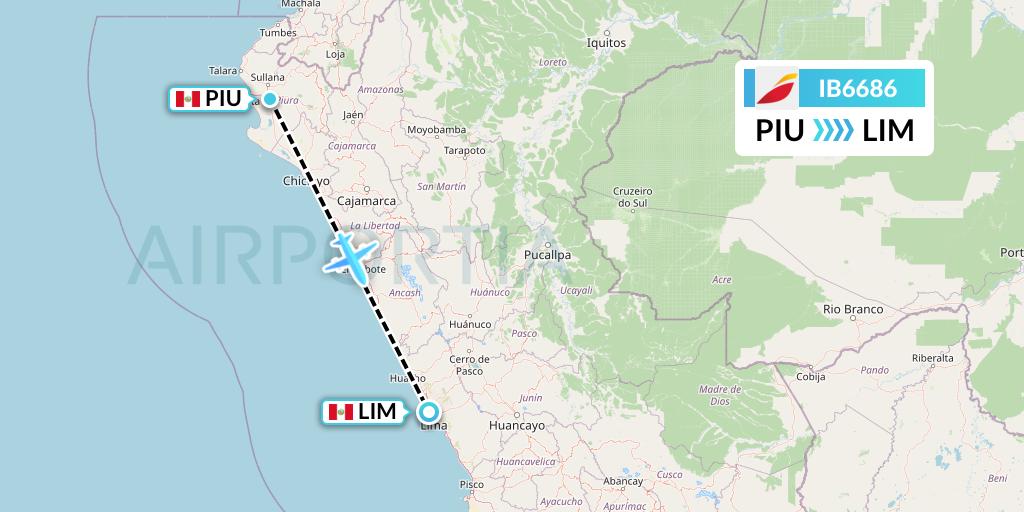 IB6686 Iberia Flight Map: Piura to Lima