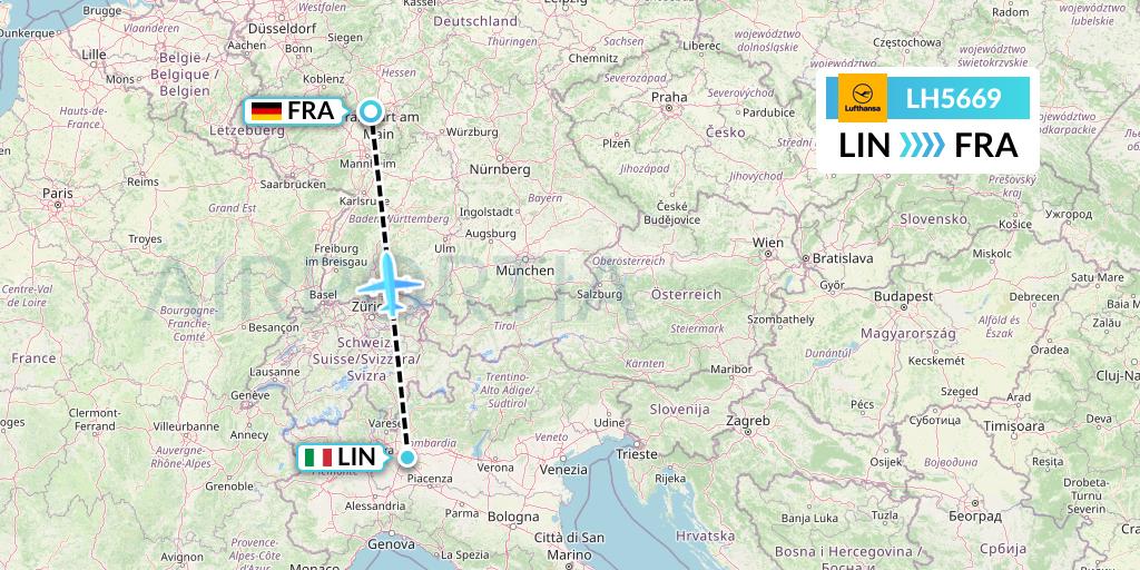 LH5669 Lufthansa Flight Map: Milan to Frankfurt