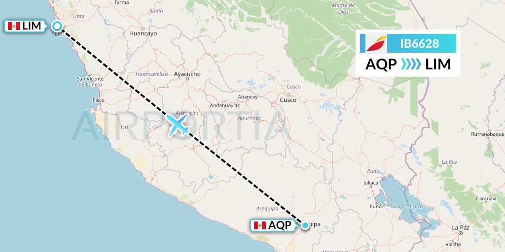 IB6628 Iberia Flight Map: Arequipa to Lima