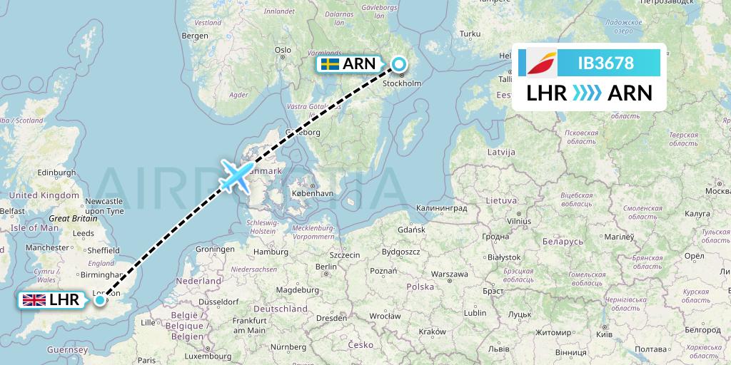 IB3678 Iberia Flight Map: London to Stockholm