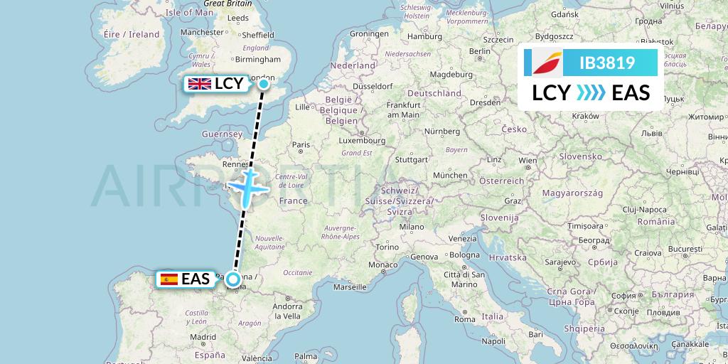 IB3819 Iberia Flight Map: London to San Sebastian