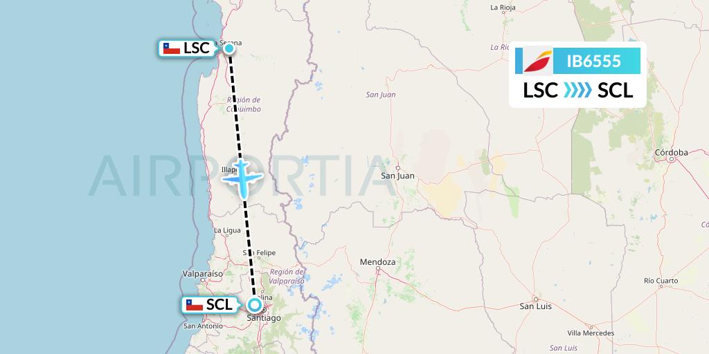 IB6555 Iberia Flight Map: La Serena to Santiago