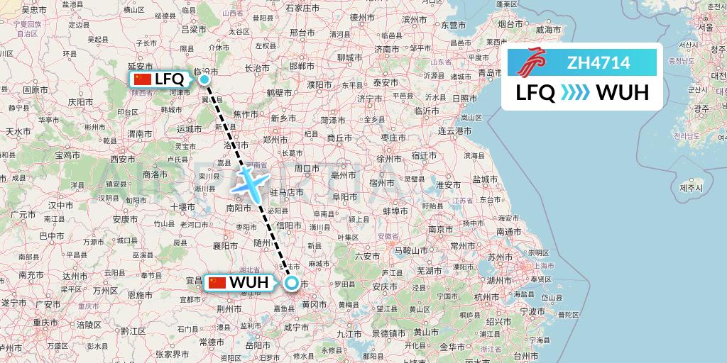 ZH4714 Shenzhen Airlines Flight Map: Yulin to Wuhan
