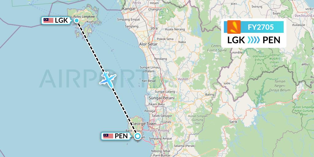 FY2705 Firefly Flight Map: Langkawi to Penang