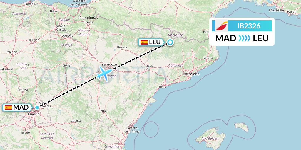 IB2326 Iberia Flight Map: Madrid to Montferrer - Castellbo