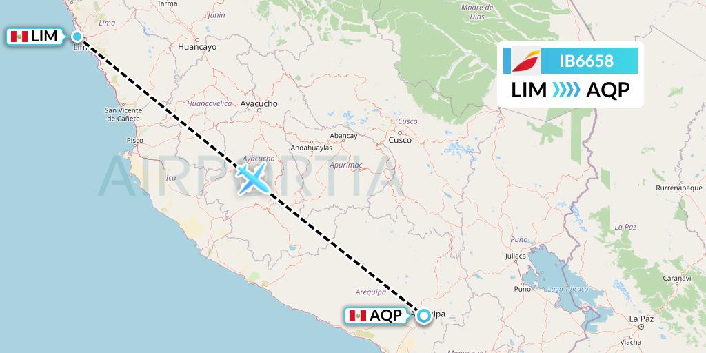 IB6658 Iberia Flight Map: Lima to Arequipa