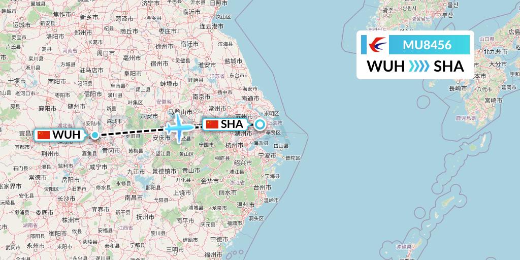 MU8456 China Eastern Airlines Flight Map: Wuhan to Shanghai