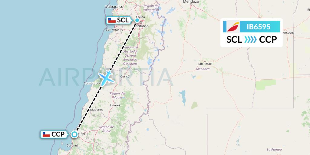 IB6595 Iberia Flight Map: Santiago to Concepcion