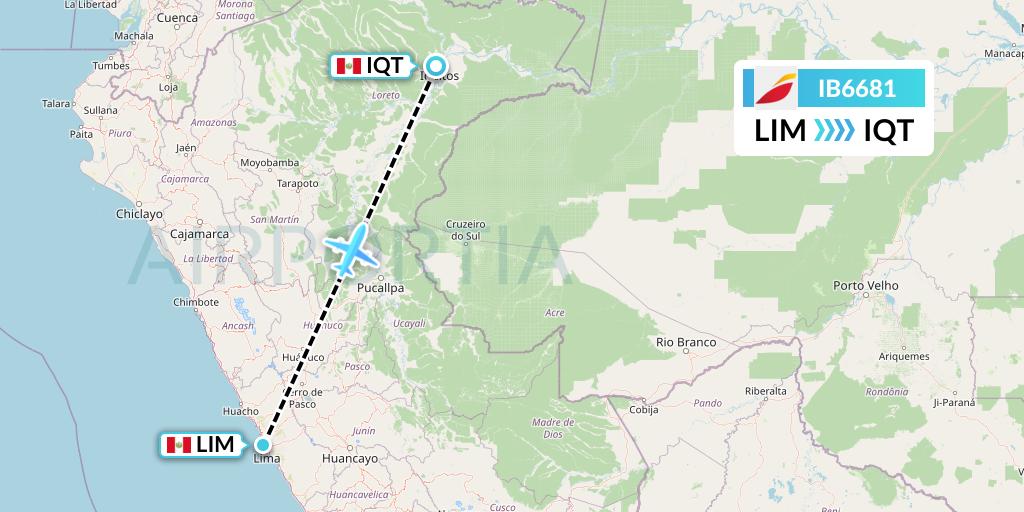 IB6681 Iberia Flight Map: Lima to Iquitos