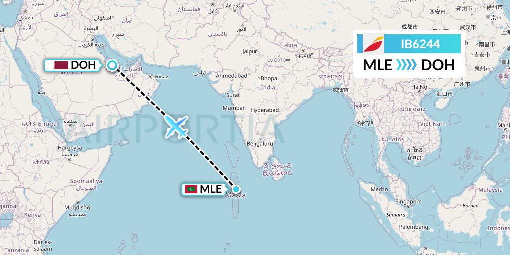 IB6244 Iberia Flight Map: Male to Doha