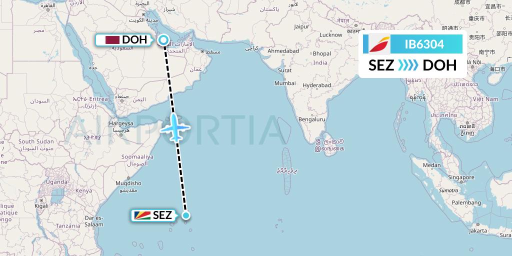 IB6304 Iberia Flight Map: Victoria to Doha
