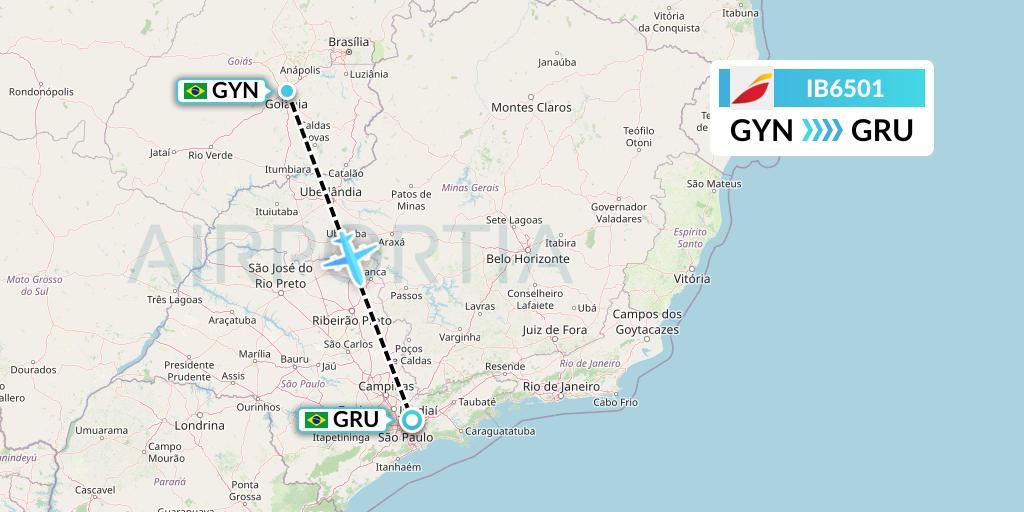 IB6501 Iberia Flight Map: Goiania to Sao Paulo