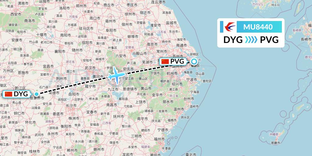 MU8440 China Eastern Airlines Flight Map: Dayong to Shanghai
