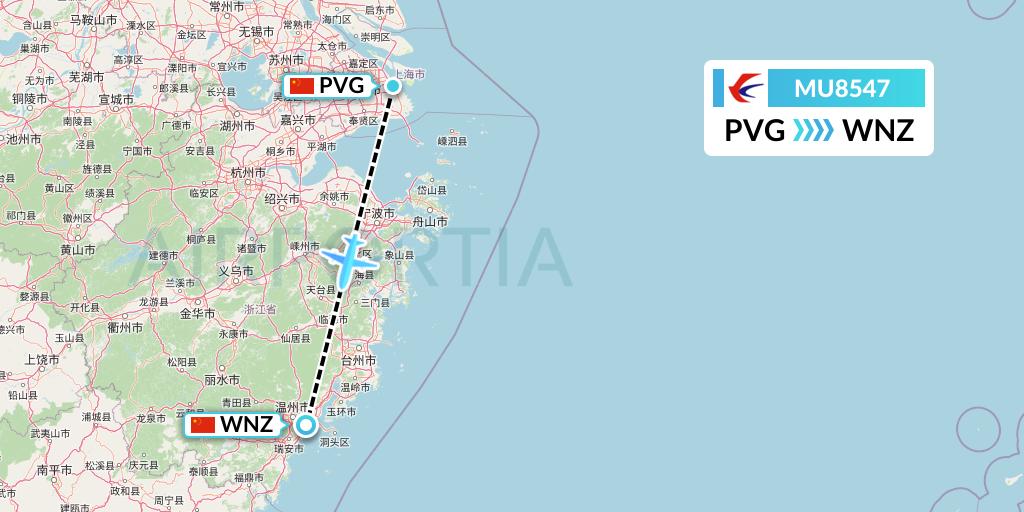 MU8547 China Eastern Airlines Flight Map: Shanghai to Wenzhou