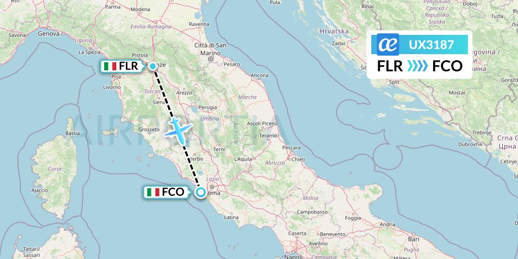 UX3187 Air Europa Flight Map: Florence to Rome