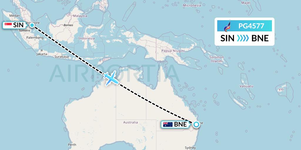 PG4577 Bangkok Airways Flight Map: Singapore to Brisbane