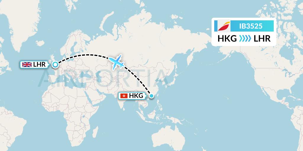 IB3525 Iberia Flight Map: Hong Kong to London
