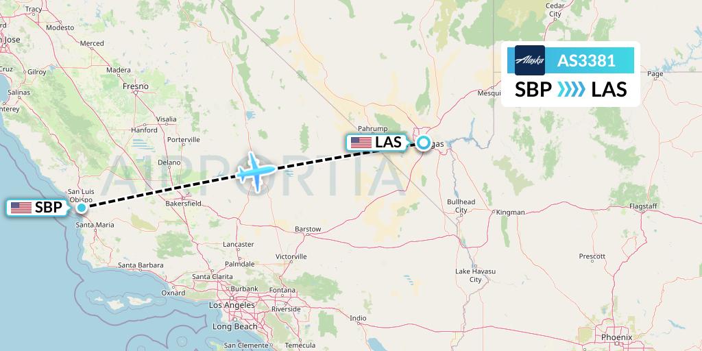AS3381 Alaska Airlines Flight Map: San Luis Obispo to Las Vegas