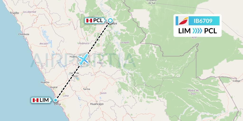 IB6709 Iberia Flight Map: Lima to Pucallpa
