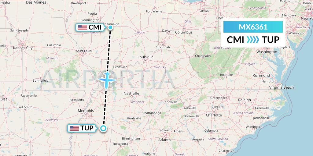 MX6361 Flight Status Breeze Airways Champaign to Tupelo (MXY6361)