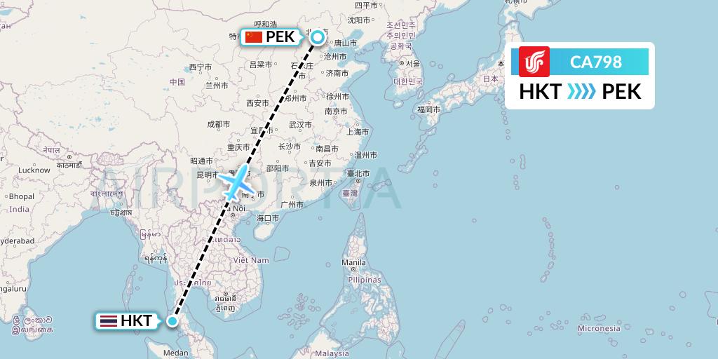 CA798 Air China Flight Map: Phuket to Beijing