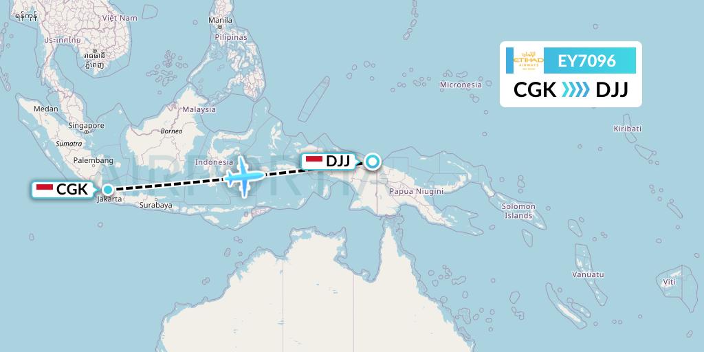 EY7096 Etihad Airways Flight Map: Jakarta to Jayapura