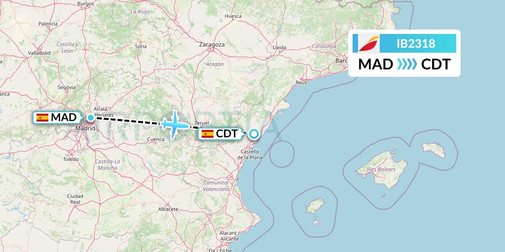 IB2318 Iberia Flight Map: Madrid to Castellon de la Plana